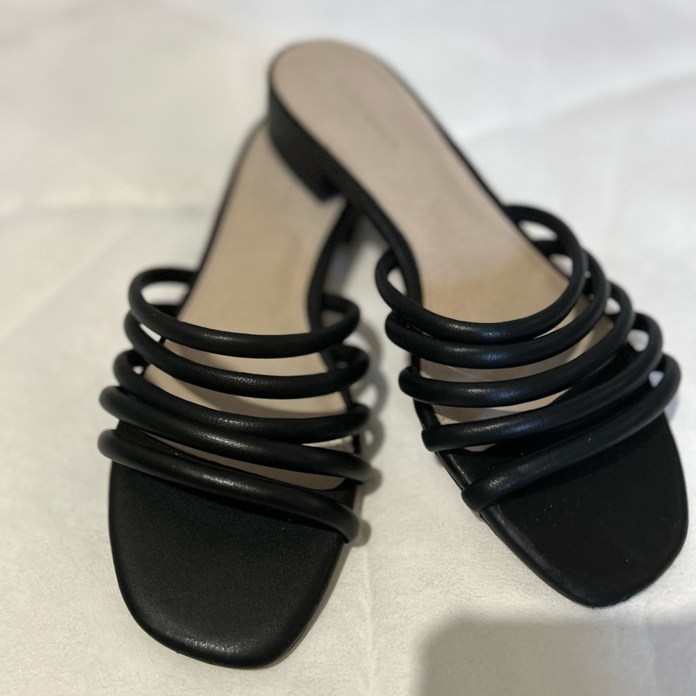 PURE NAVY Melody black Strappy Leather upper Slides sandals size 7